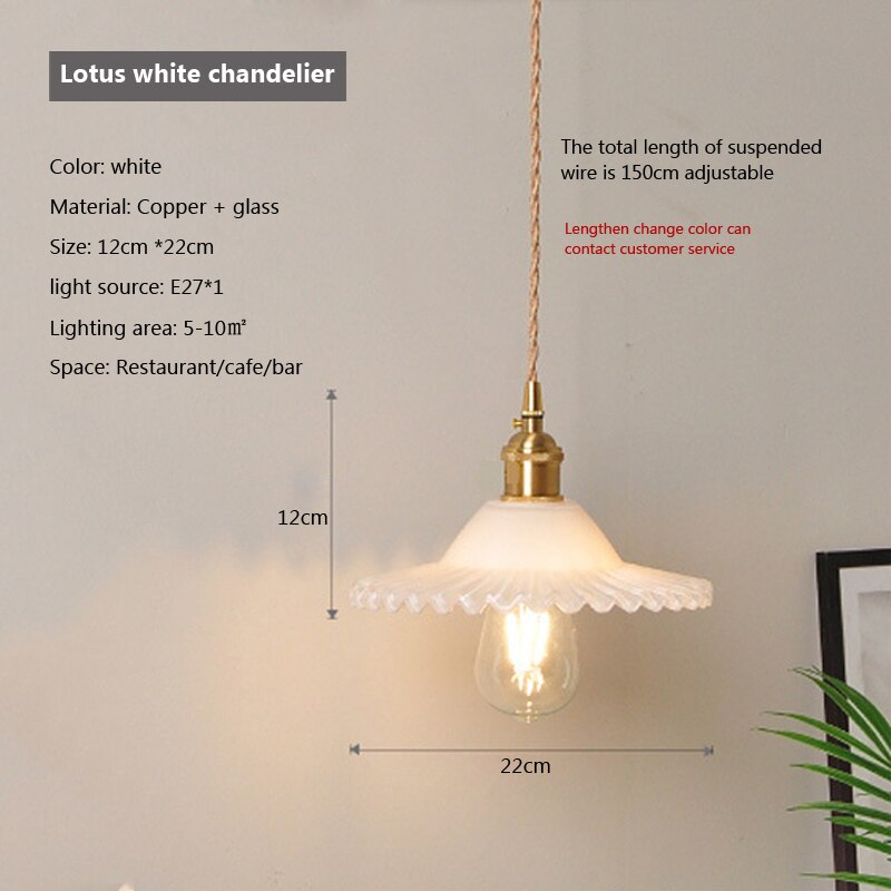 Glass Pendant Light with Copper Fixture L