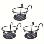 Hanging Balcony Pot Holders with Hooks – Set of 3