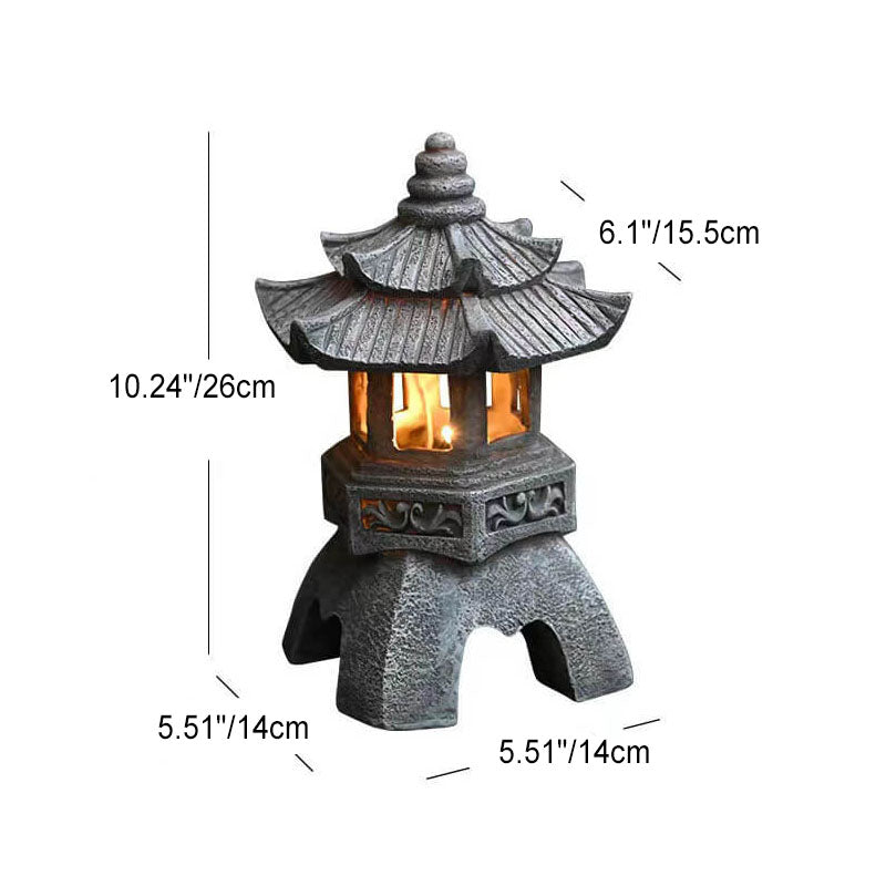 Japanese Solar Pagoda Garden Lantern with LED Light