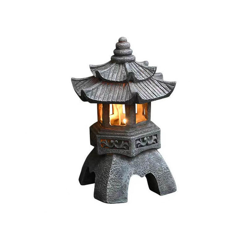 Japanese Solar Pagoda Garden Lantern with LED Light