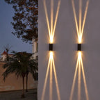 Modern LED Outdoor Wall Light - Weatherproof Aluminum Large - Three beams pointing up and down