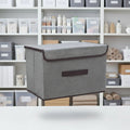 Foldable Storage Box with Lid – Fabric Organizer Gray