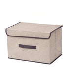 Foldable Storage Box with Lid – Fabric Organizer Light brown