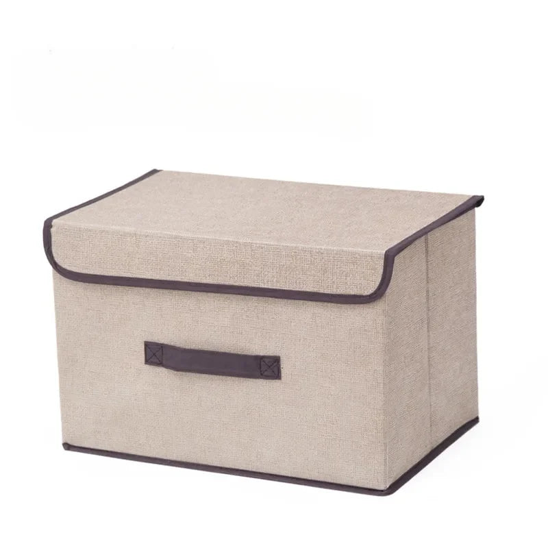 Foldable Storage Box with Lid – Fabric Organizer Light brown