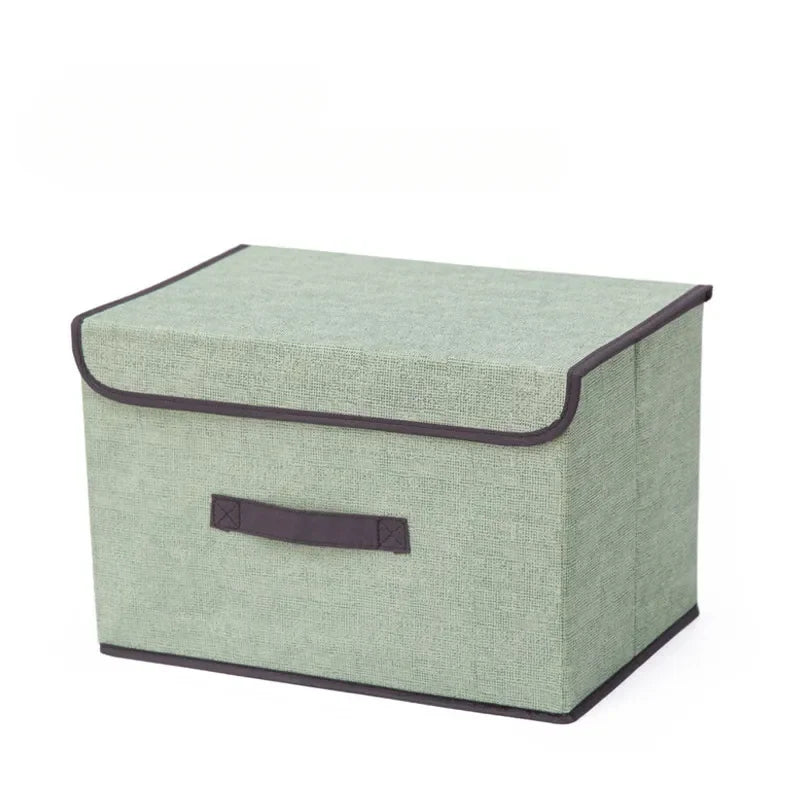 Foldable Storage Box with Lid – Fabric Organizer Green