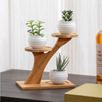 Bamboo Table Shelf with Multi-Level Display Area