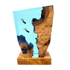 Ocean Diver Table Lamp with Wood and Resin