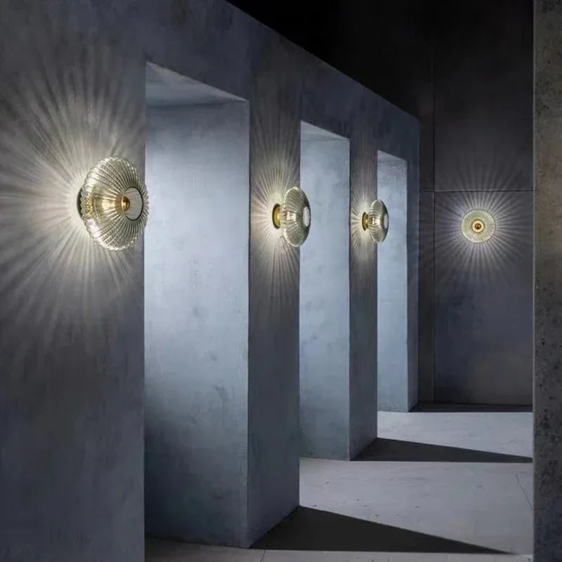 Glass Wall Sconce with Ribbed Design