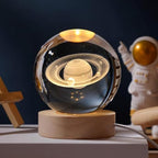 3D Crystal Ball Night Light with LED Base Saturn