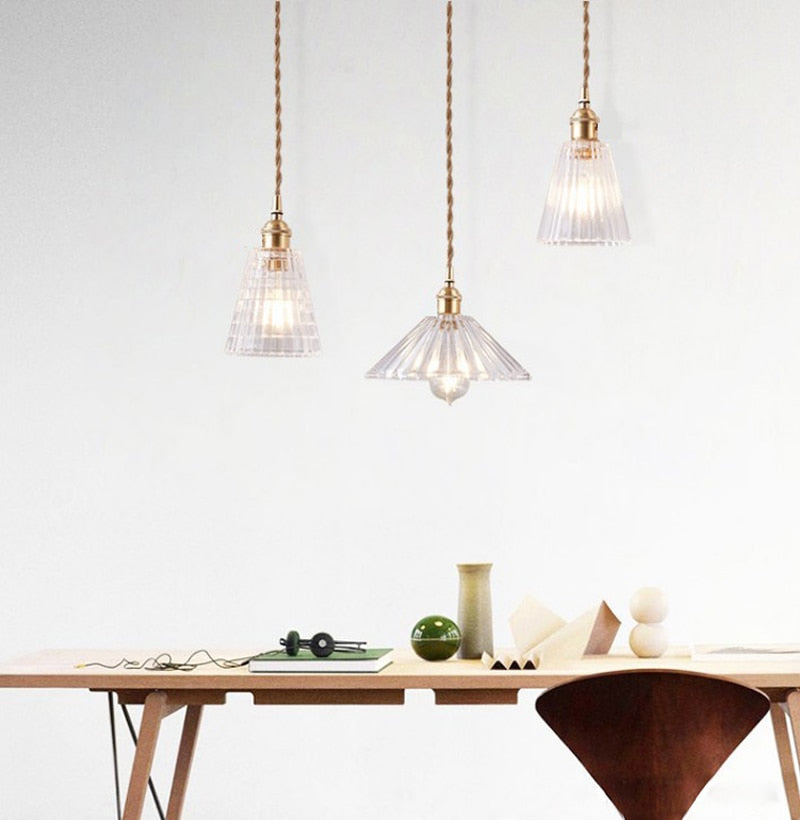Glass Pendant Light with Copper Fixture