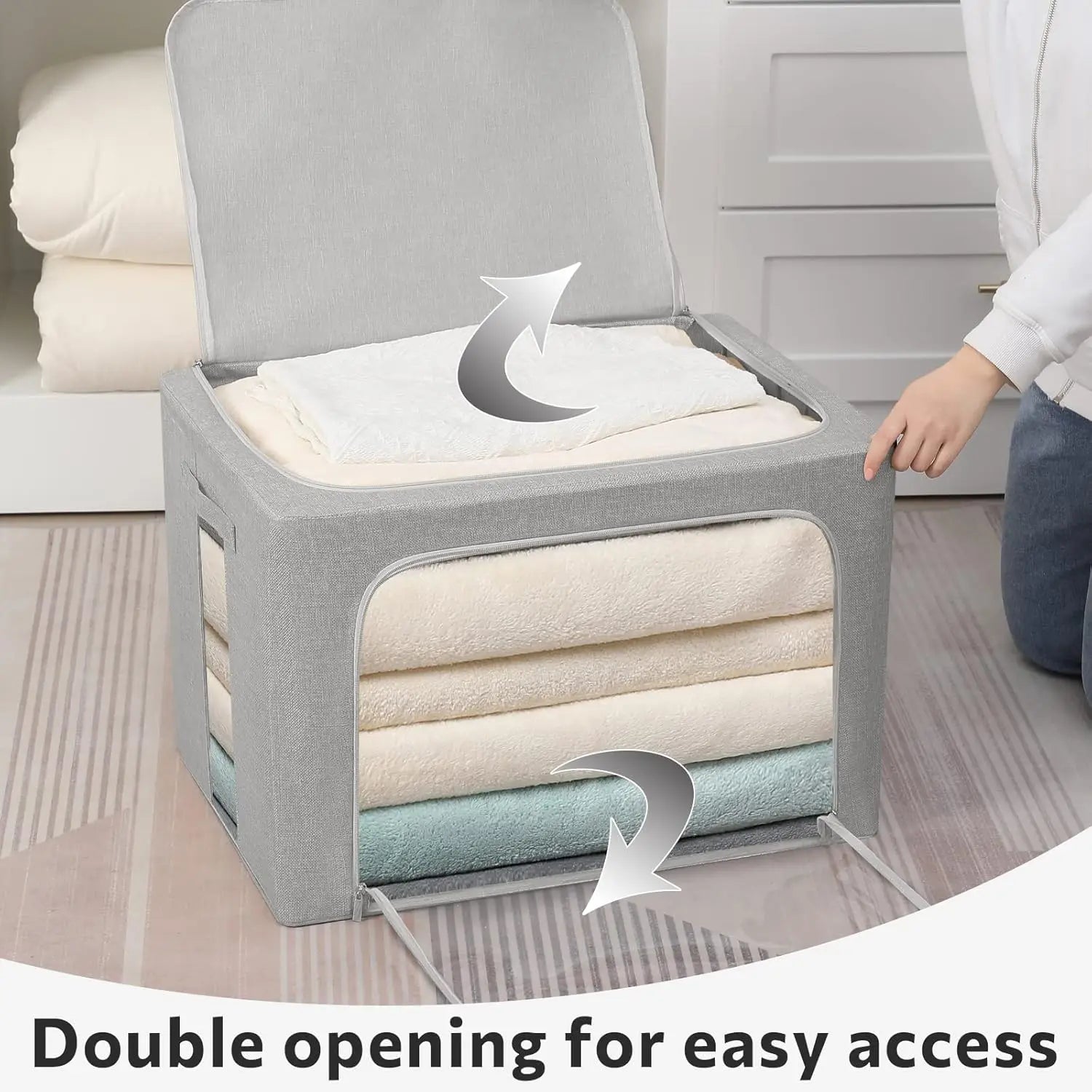Linen Storage Boxes with Clear Windows – Stackable & Foldable