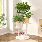4-tier Plant Stand with Round Wooden Shelves and Metal Frame