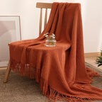 Chunky Knit Throw Blanket with Tassels