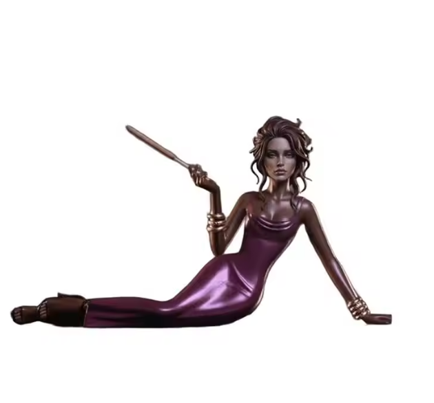Elegant Woman Incense Holder with Cigarette Holder Design Bronze Muse