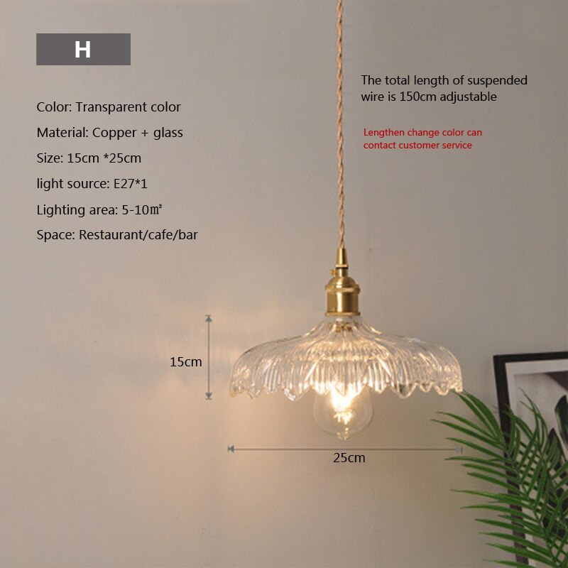 Glass Pendant Light with Copper Fixture Ich