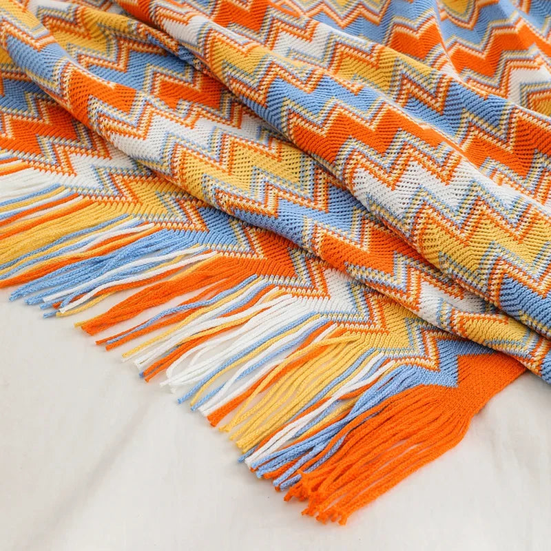 Bohemian Throw Blanket with Tassels