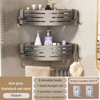 Shower Shelf 2-Piece Set – Drill-Free Wall Mount with Hooks