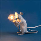Mouse Table Lamp with Edison Bulb White B Sitting