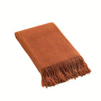 Chunky Knit Throw Blanket with Tassels