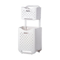 2-Tier Rolling Storage Basket Organizer White