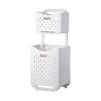 2-Tier Rolling Storage Basket Organizer White