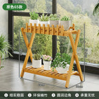 2-Tier Bamboo Plant Shelf with Decorative Trellis Brown 65 cm