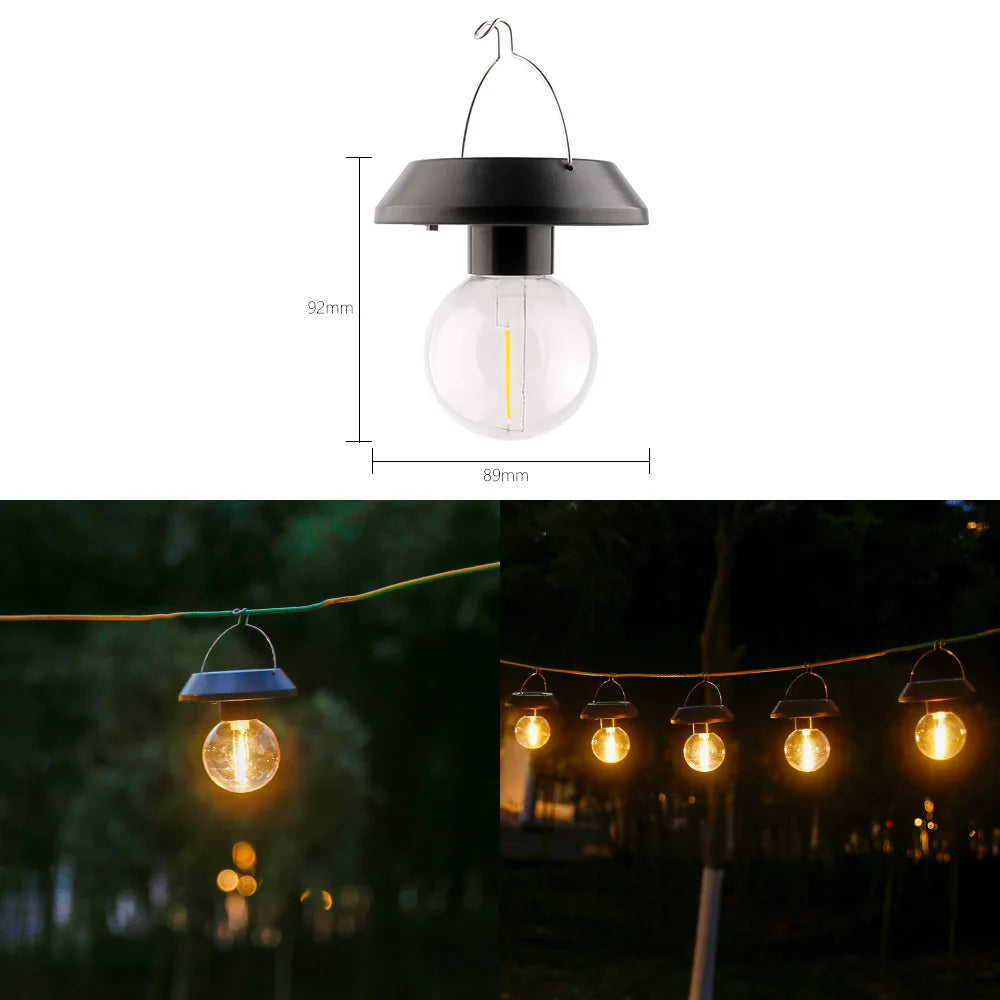 Solar Hanging Lights with Warm LED Filament A