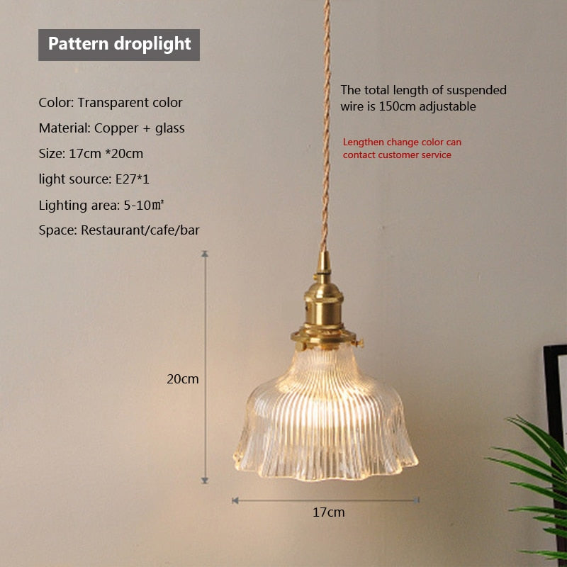 Glass Pendant Light with Copper Fixture 6