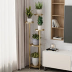 Multi-Tiered Metal Plant Shelf with Round, Offset Shelves Gold