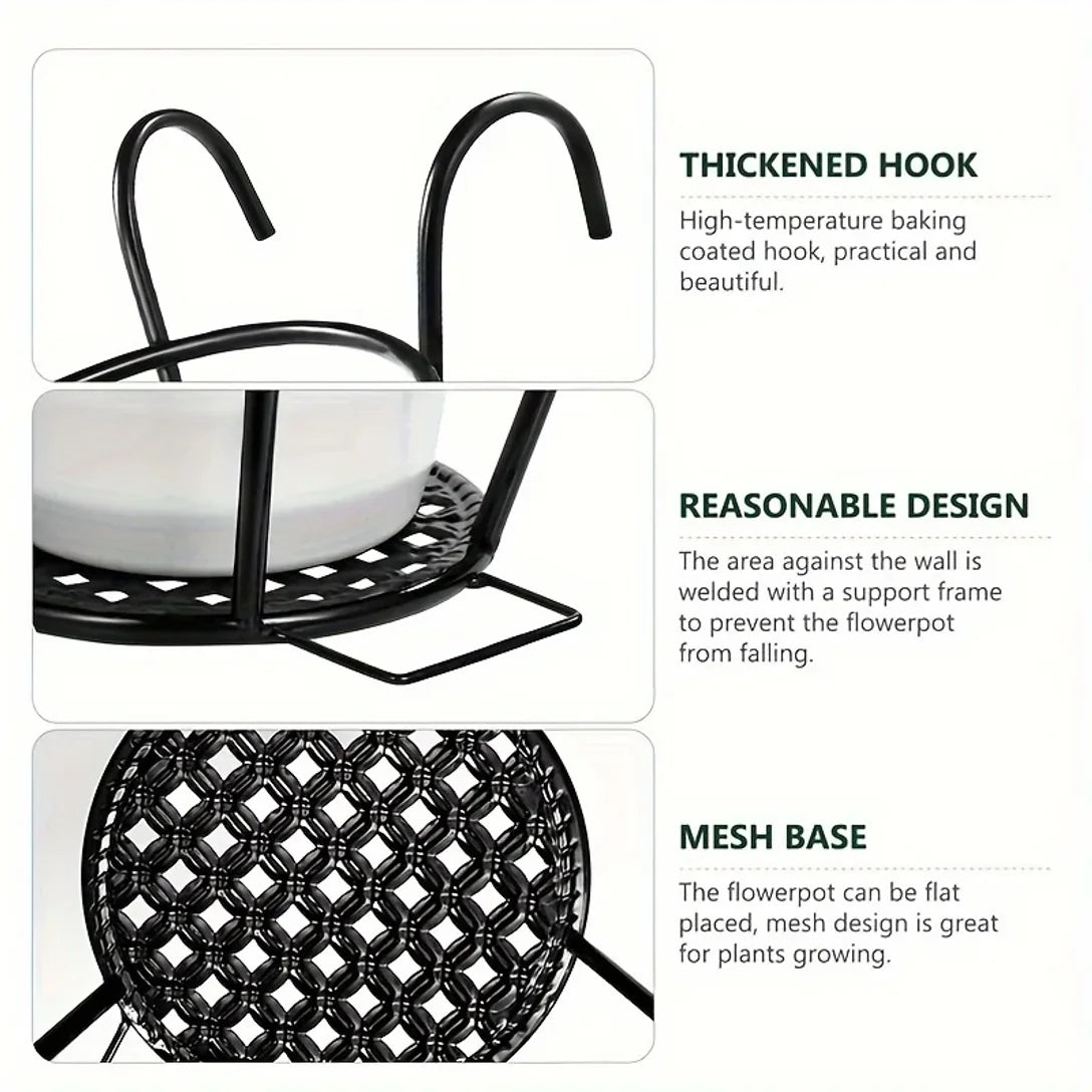 Hanging Balcony Pot Holders with Hooks – Set of 3