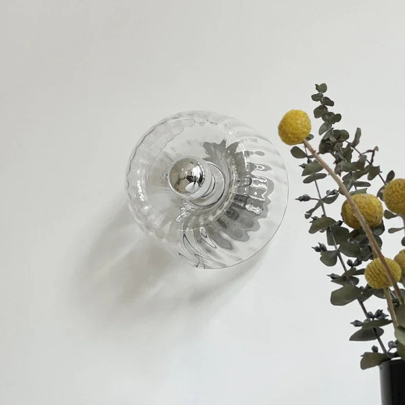 Scandinavian Glass Wall Light with Radial Pattern