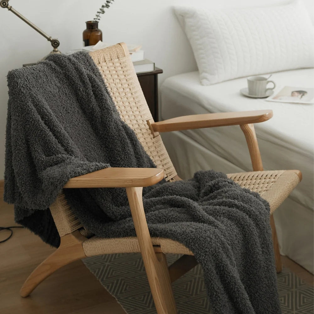 Minimalist Knit Throw Blanket - Ultra Soft Microfiber