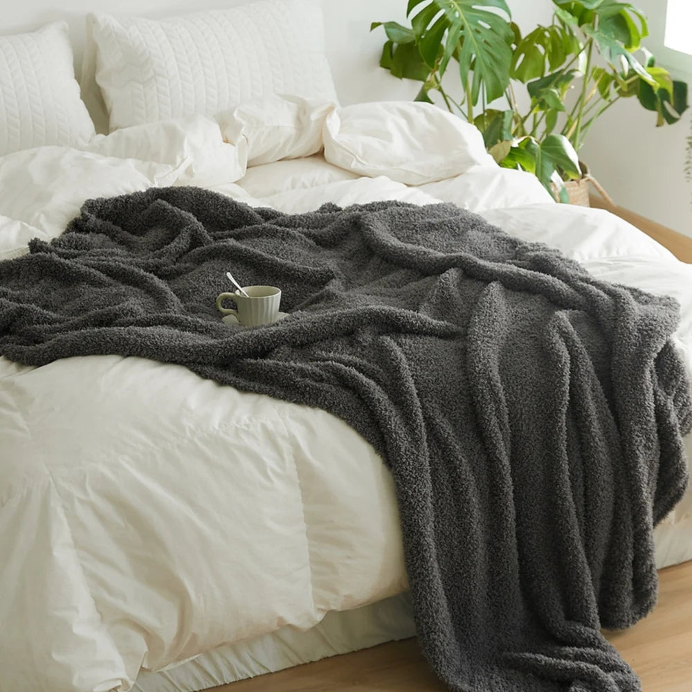 Minimalist Knit Throw Blanket - Ultra Soft Microfiber