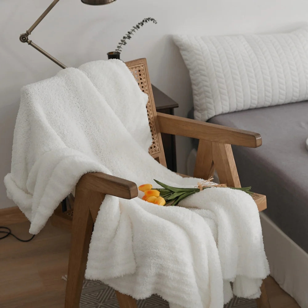 Minimalist Knit Throw Blanket - Ultra Soft Microfiber