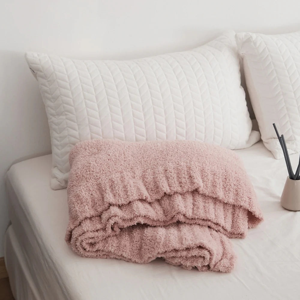 Minimalist Knit Throw Blanket - Ultra Soft Microfiber