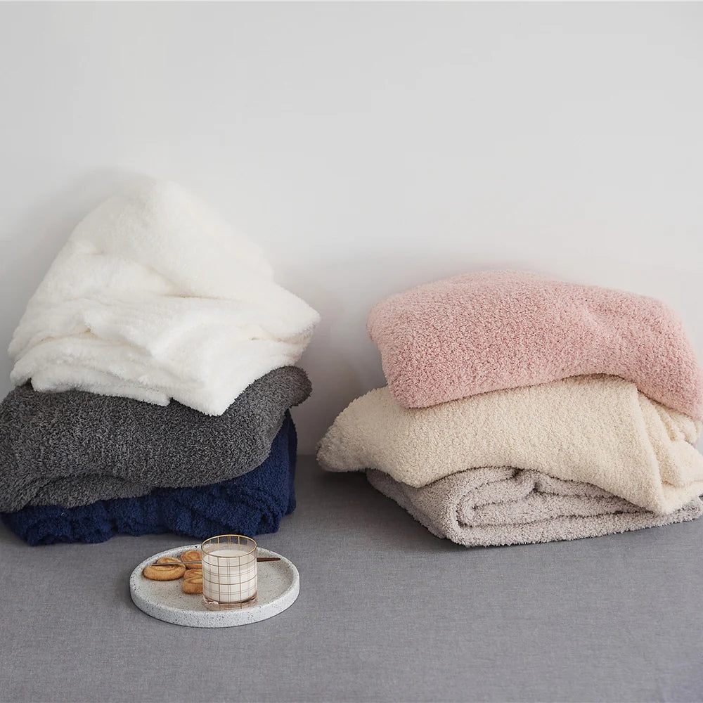 Minimalist Knit Throw Blanket - Ultra Soft Microfiber
