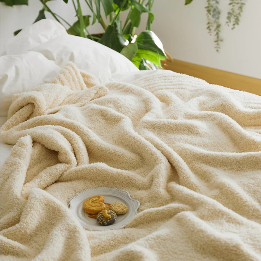 Minimalist Knit Throw Blanket - Ultra Soft Microfiber