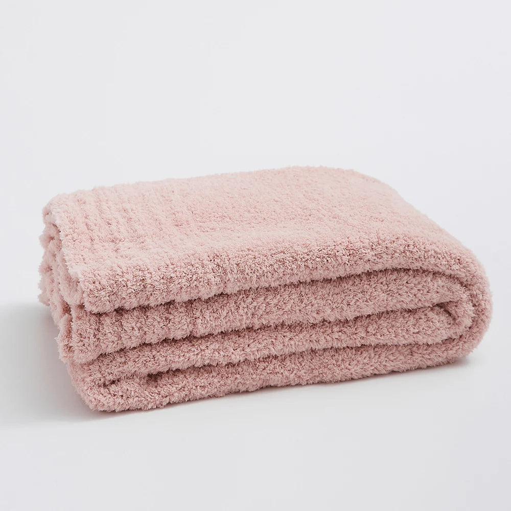 Minimalist Knit Throw Blanket - Ultra Soft Microfiber