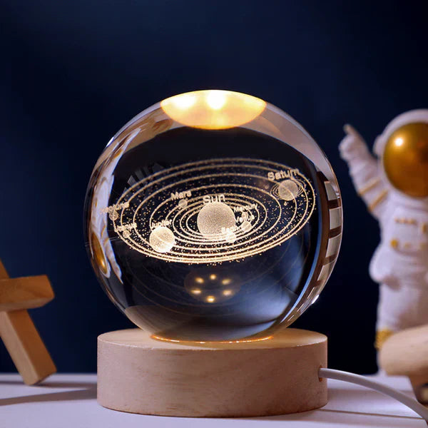 3D Crystal Ball Night Light with LED Base Solar System