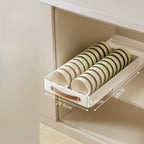 Pull-Out Kitchen Drawer Organizer with Smooth Glides Bowl Shelf