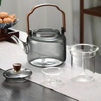 Glass Teapot with Wood Handle and Infuser