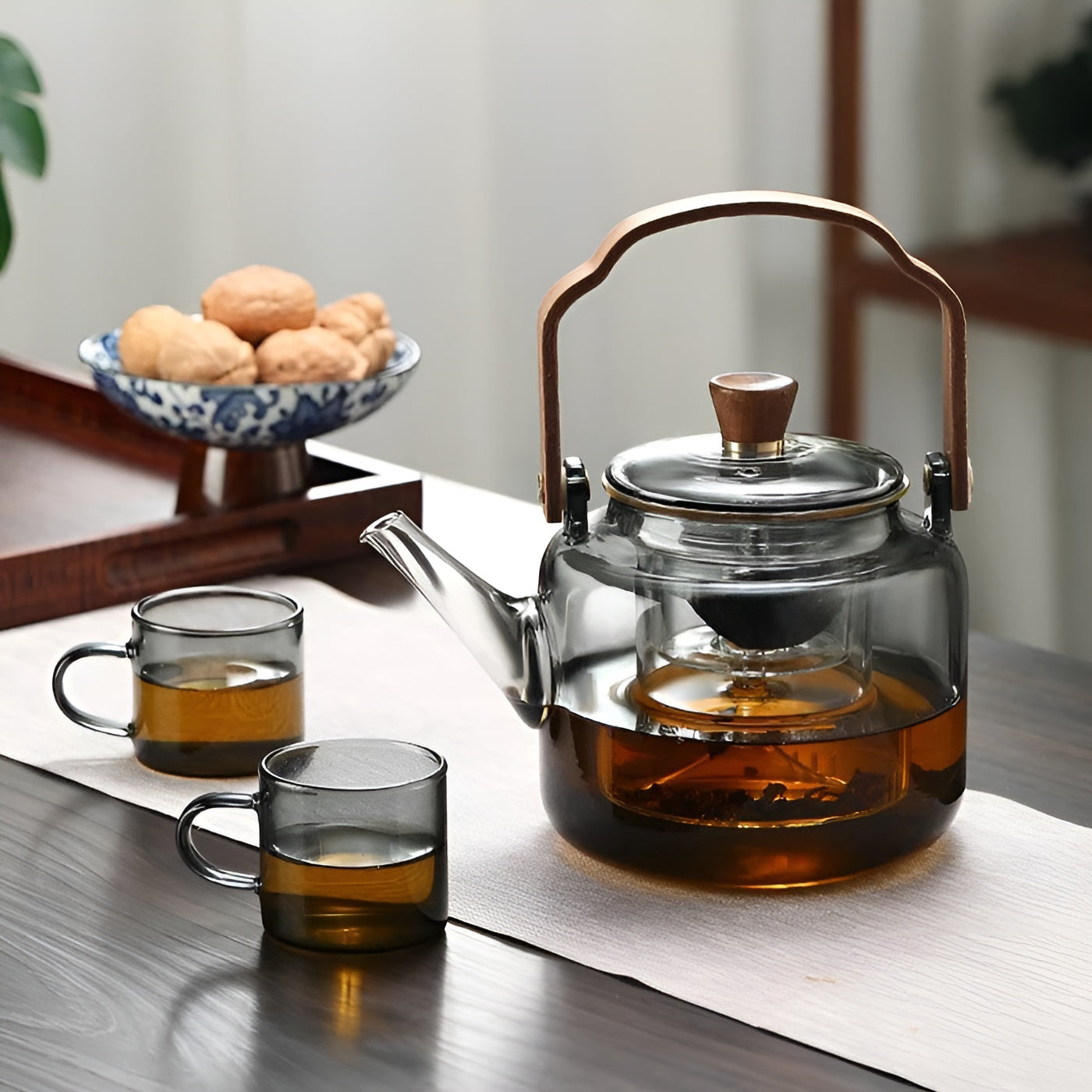 Glass Teapot with Wood Handle and Infuser