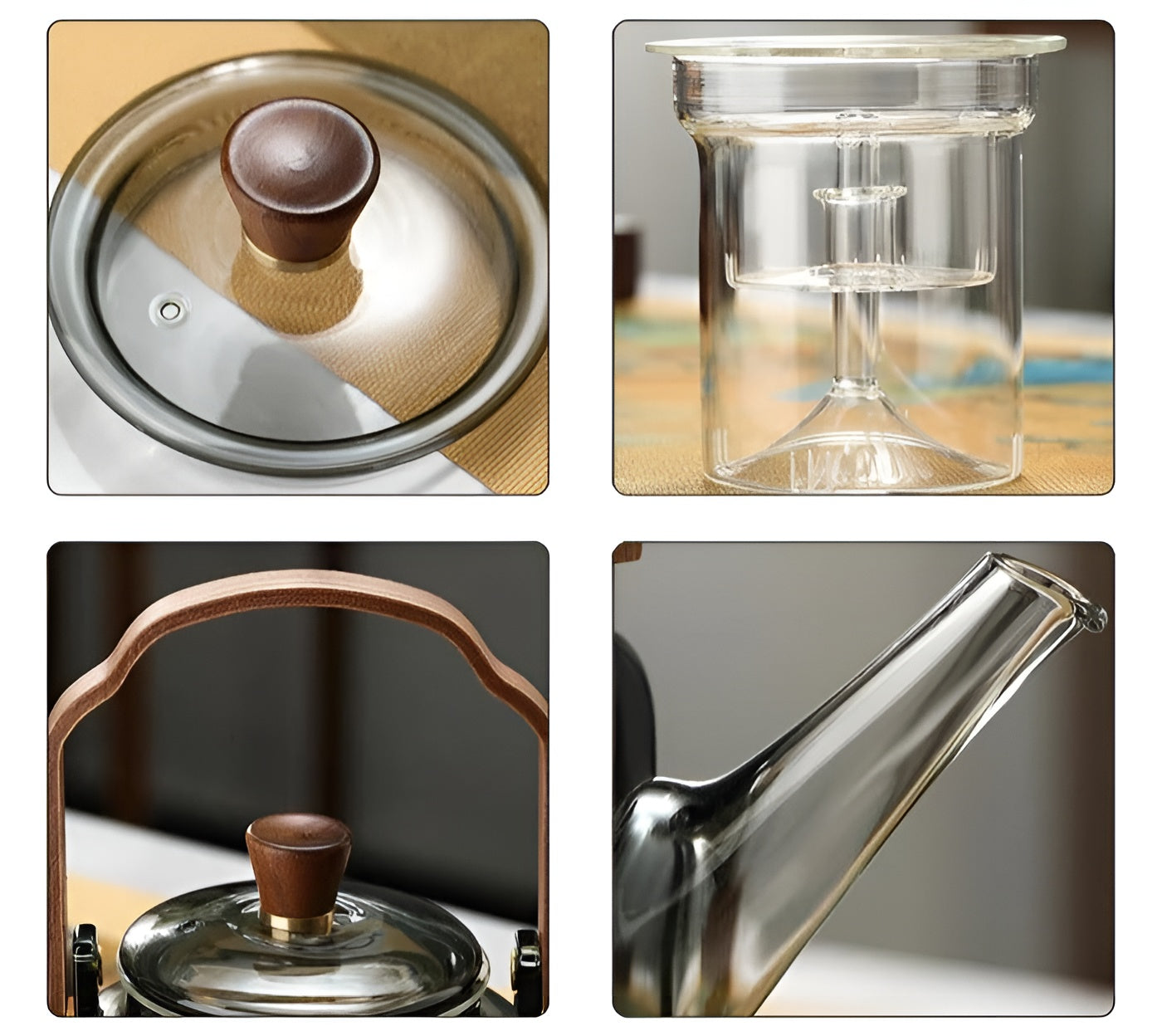 Glass Teapot with Wood Handle and Infuser
