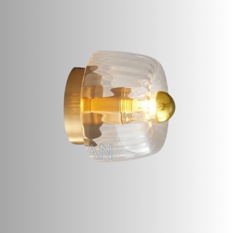 Scandinavian Glass Wall Light with Radial Pattern