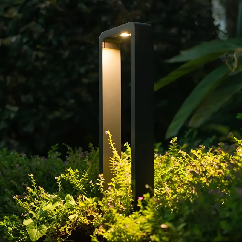 Modern Aluminum LED Garden Path Light - 24 in Black Bollard