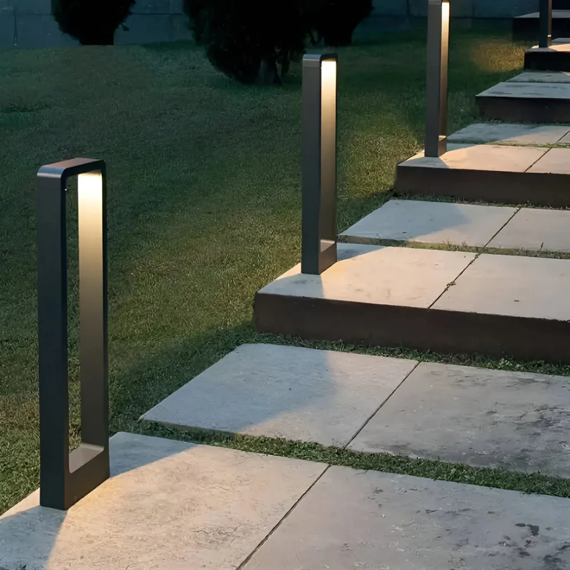 Modern Aluminum LED Garden Path Light - 24 in Black Bollard