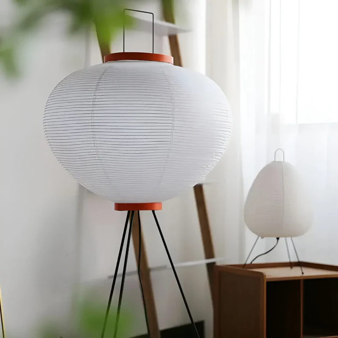 Paper Lantern Floor Lamp with Tripod Base