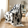 Fuzzy Knit Throw Blanket - Black & White Abstract Pattern