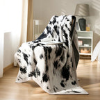 Fuzzy Knit Throw Blanket - Black & White Abstract Pattern