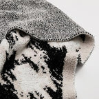 Fuzzy Knit Throw Blanket - Black & White Abstract Pattern